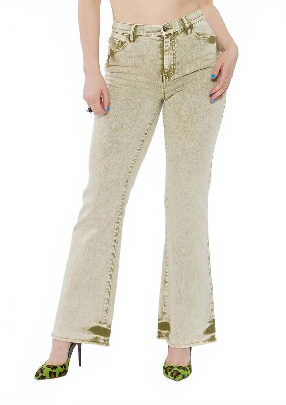 NEW CIRCULAR PATH high rise flare jean in sand